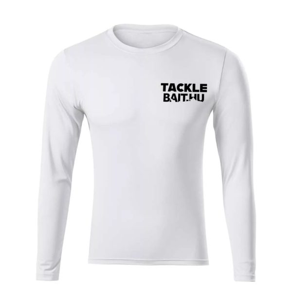 TackleBait Logo Tričko s dlhým rukávom Biele 4XL