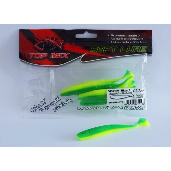 Top Mix Shiner Shad Zeleno-žltá Chartreuse 10,0cm Plastová nástraha 6ks