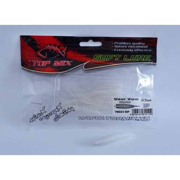 Top Mix Shiner Worm White Pearl 6,0cm Plastová Červová Nástraha 10ks
