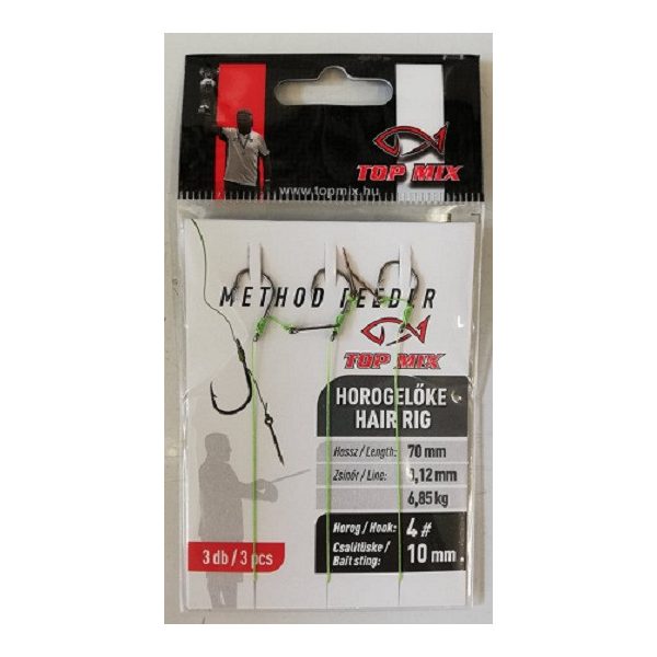 Top Mix Method Feeder 4 Pletený predviazaný háčik s očkom a protihrotom, s nástrahovým tŕňom 3ks