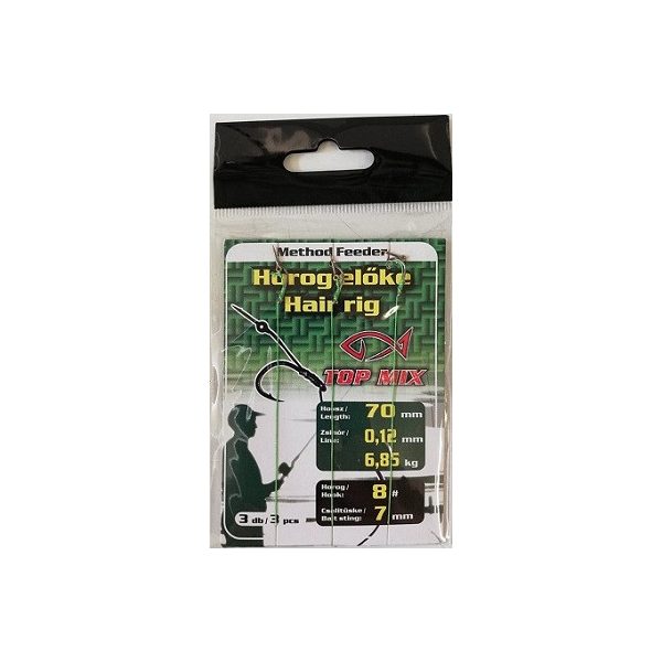 Top Mix Method Feeder 8 Pletený predviazaný háčik s očkom a protihrotom, s nástrahovým tŕňom 3ks
