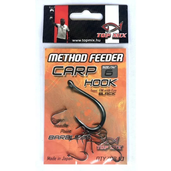 Top Mix Method Feeder Carp 6 Háčik na kapre s očkom, bez protihrotu 10ks