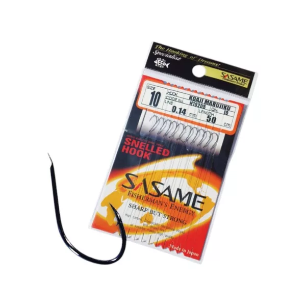 Sasame Koaji Marujiku 80cm 0,14mm 12 Lapkás, Szakállas Előkötött Horog 10db