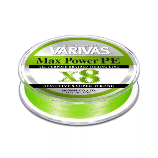 Varivas Max Power PE X8 150m #1,5 28,6lb 0,205mm Lime Green Fluo Pletená šnúra