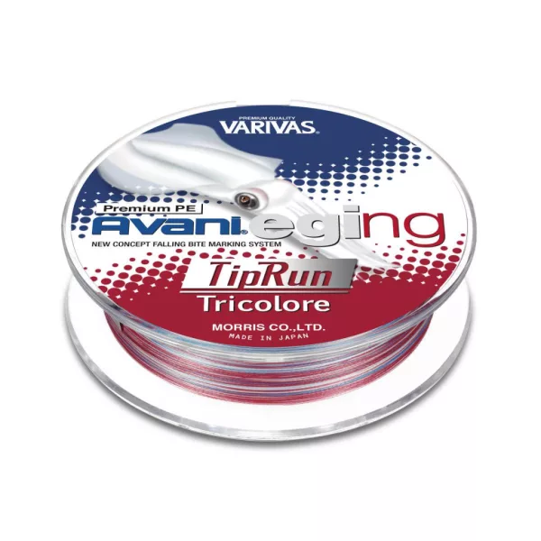 Varivas Avani Eging Tip Run Premium PE 150m #0,8 0,148mm 15,0lb Tricolore Splietaná Hlavná Šnúra