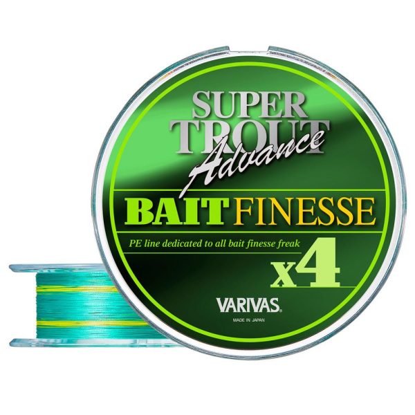 Varivas Super Trout Advance Bait Finesse PE X4 100m #0,8 0,148mm 15,0lb Green Fluo Pletená Hlavná Šnúra