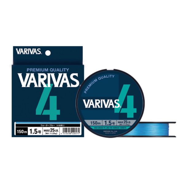Varivas PE 4 Blue Edition 150m #0,6 0,128mm 10lb Water Blue Pletená Hlavná šnúra