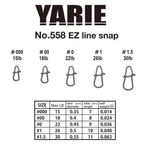 Yarie 558 Ez Line Snap 15lb 000 Kapocs 11ks