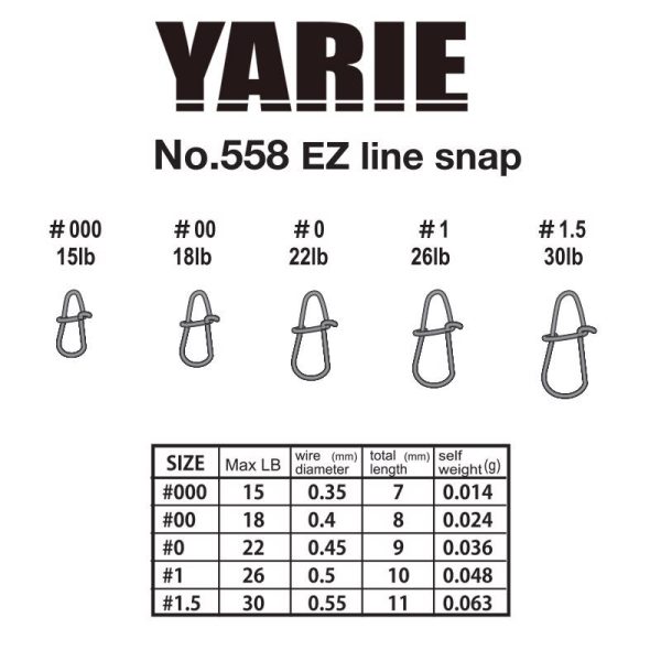 Yarie 558 Ez Line Snap 30lb 1,5 Karabínka 11ks