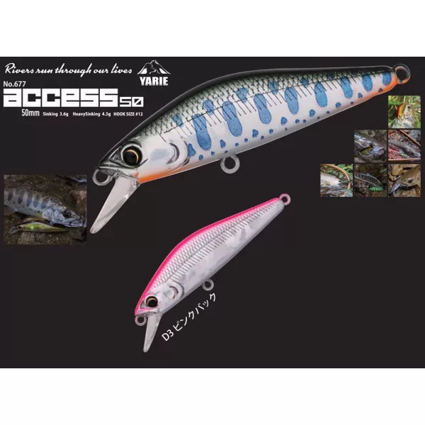 Yarie 677 Access S 50mm 3,6gr D3 Pink Back Wobler