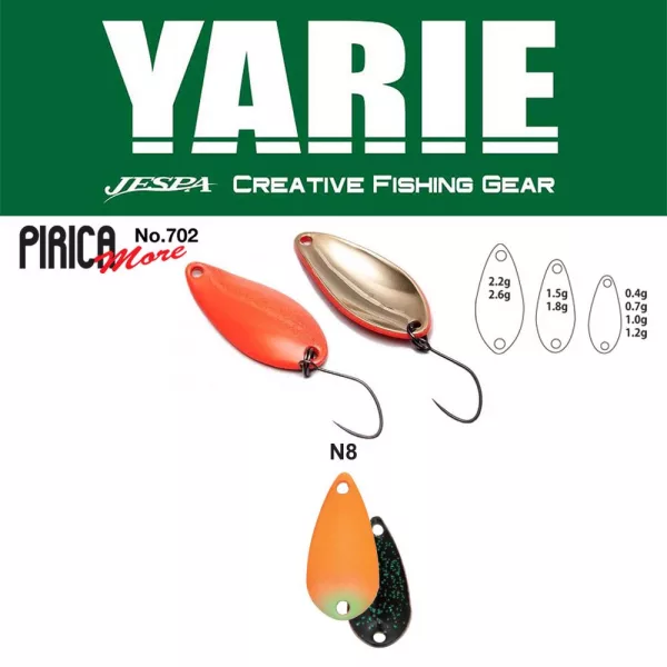 Yarie 702 Pirica More 2,2gr N8 AG Carrot/Black Lyžicový Blinker