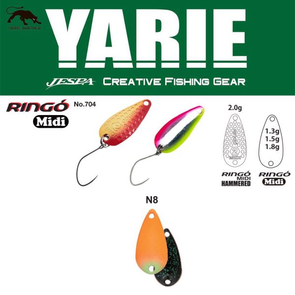 Yarie 704 Ringo Midi 1,8gr N8 AG Carrot/Black lyžičková nástraha